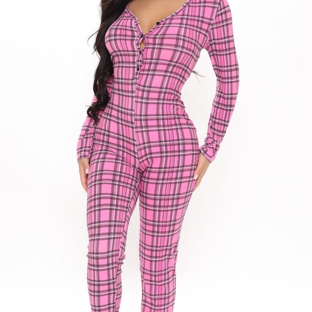 On Plaid Behavior PJ Jumpsuit Onesie